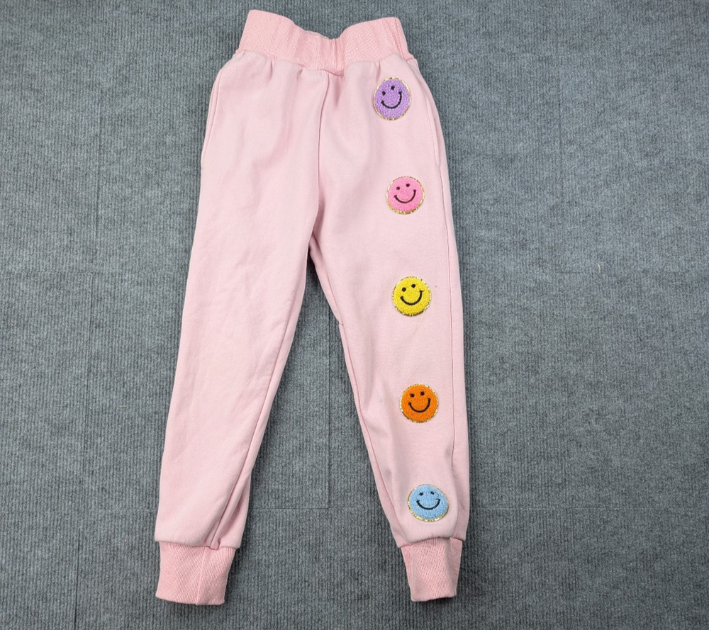 Lola And The Boys Joggers Kids Girls 8 Pink Smiley Face Sequin Athleisure Preppy